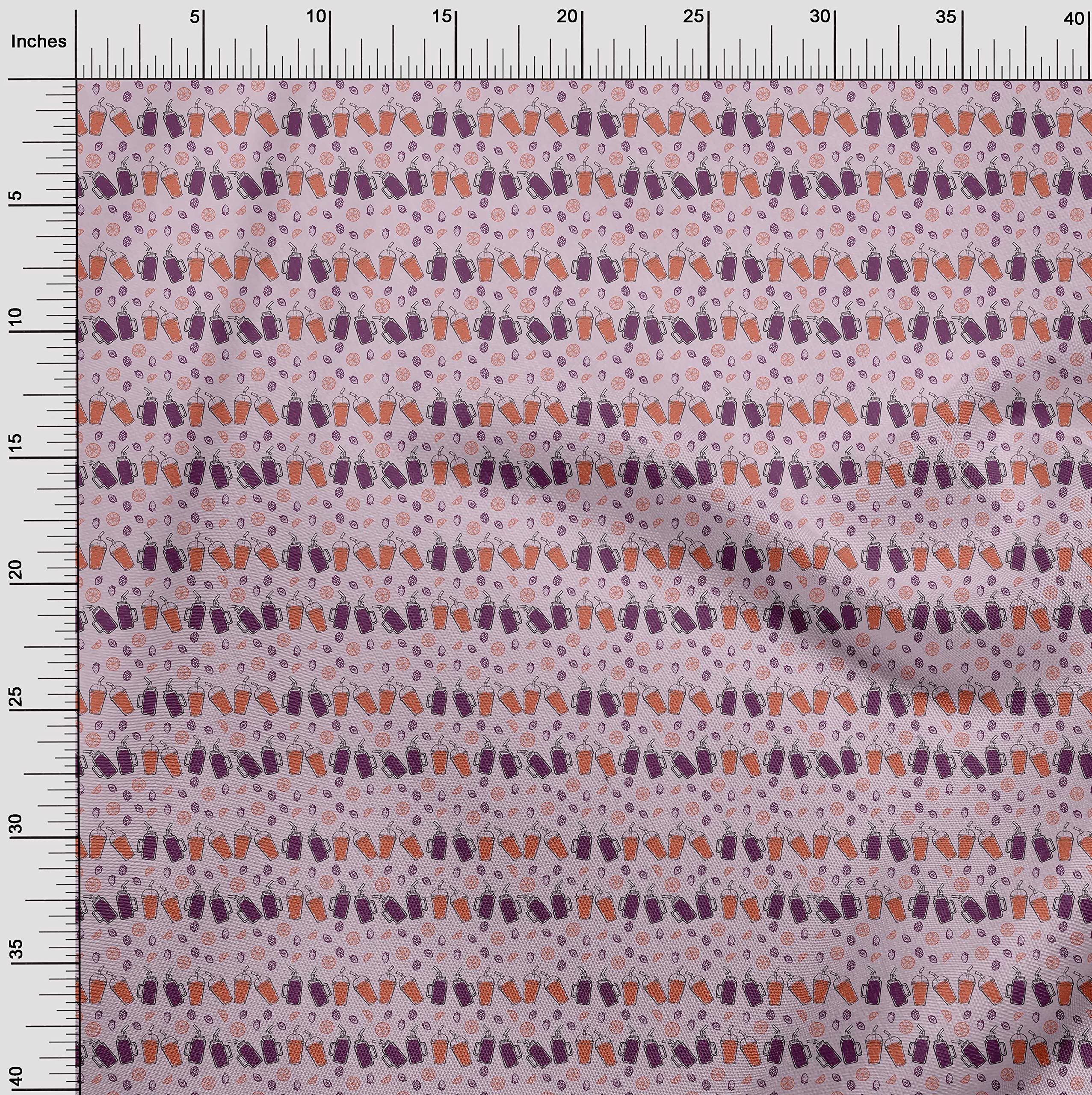 oneOone Viscose Chiffon Fabric - Light Pink Fruit Print Dress Material - 42 Inch Wide by The Yard | Perfect for Summer Dresses, Skirts & DIY Fashion Projects