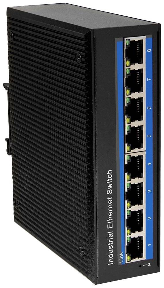 LogiLink Professional NS203P 8-Port Gigabit Ethernet Switch with PoE - Industrial Grade 10/100/1000 Mbps Network Switch for Office, Home & Industrial Networking (Black)