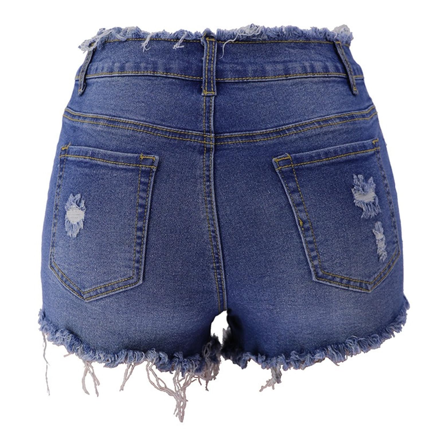 Andongnywell Women's High Waist Ripped Denim Shorts with Pockets - Distressed Cut-Off Jean Shorts for Summer Casual Wear | Perfect for Beach, Vacation, and Everyday Outfits