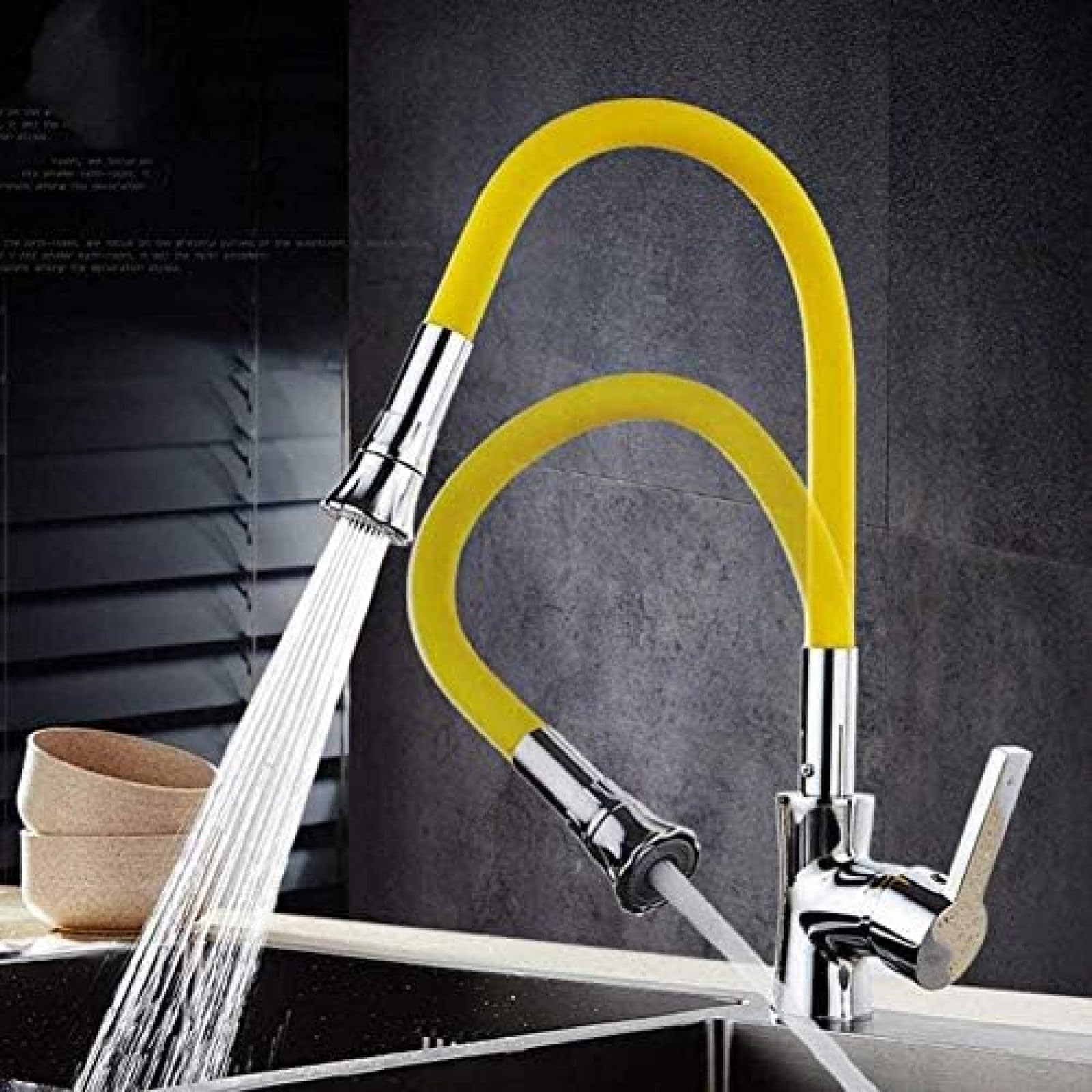 CRJUS 360° Rotating Silicone Nozzle Kitchen Faucet - Single Handle Pull Down Sprayer with Hot & Cold Water Mixer - Perfect for Washing Dishes, Filling Pots & Cleaning Vegetables