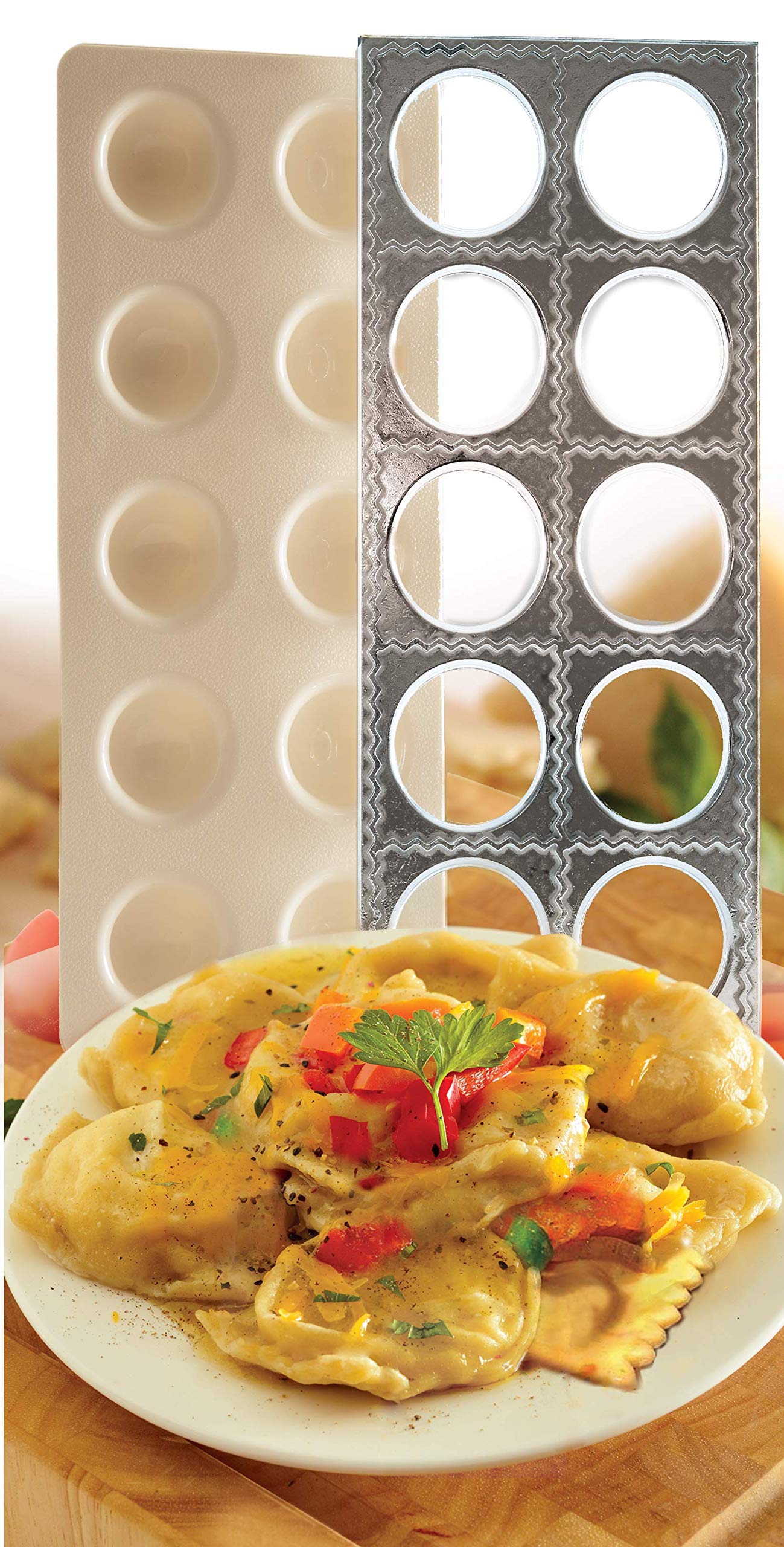 Norpro Jumbo Ravioli Maker with Press - Large Pasta Dough Press for Homemade Ravioli - Perfect for Italian Cooking, Family Dinners & Gourmet Pasta Making