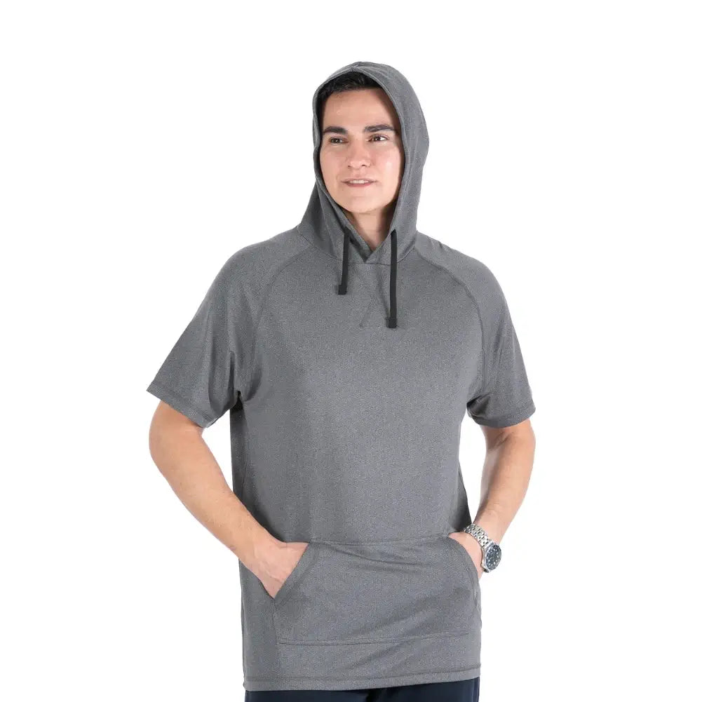 3 Pack Men's Performance Short Sleeve Hoodie - Moisture Wicking Athletic Shirts for Gym, Running & Outdoor Activities