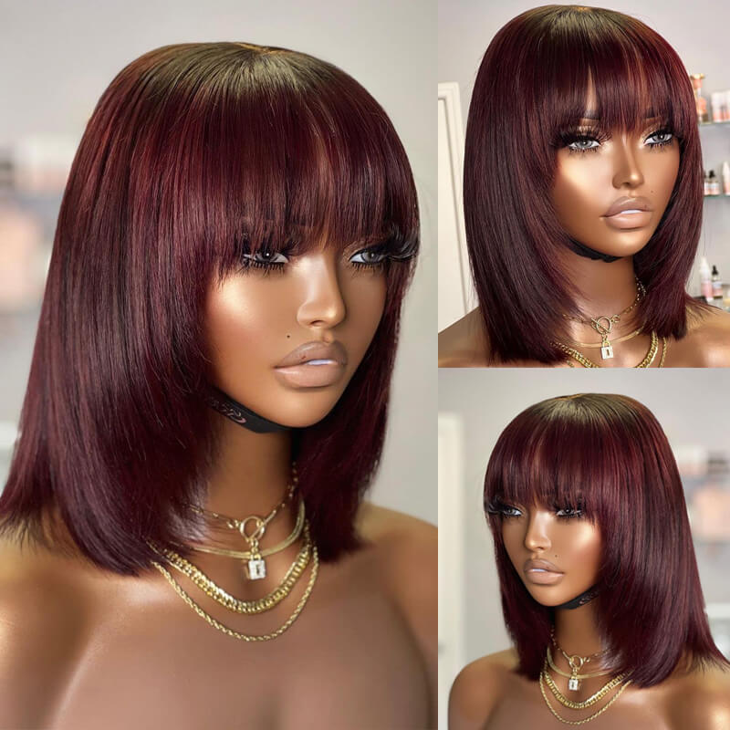 Buy 2 Human Hair Wigs for $169 - Layered Cut Straight 4x4 Lace Wig + Free Colored Straight 4x4 Bob Wig | Perfect for Daily Wear, Cosplay & Special Occasions