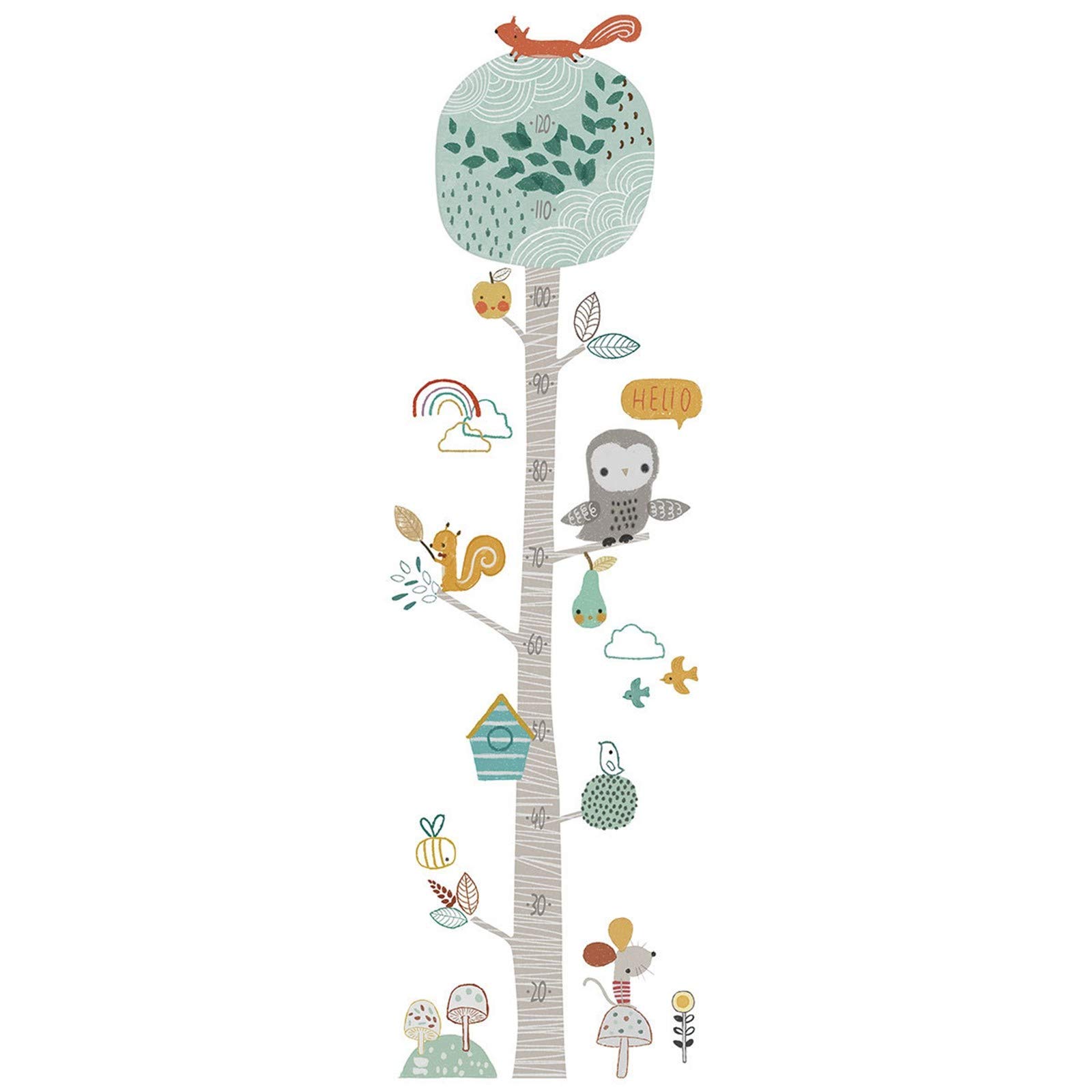 Removable Growth Chart Wall Sticker for Kids - Height Measurement Wall Decal, Nursery Bedroom Decor, Adhesive Ruler & Mirror Canvas - Perfect for Baby Room, Playroom & Home Schooling