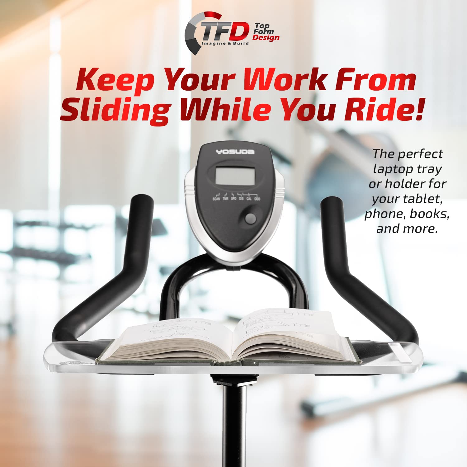 TFD Yosuda Bike Compatible Tablet Stand - Clear, Lightweight & Portable for Men & Women | Perfect for Cycling, Workouts & Home Office Use