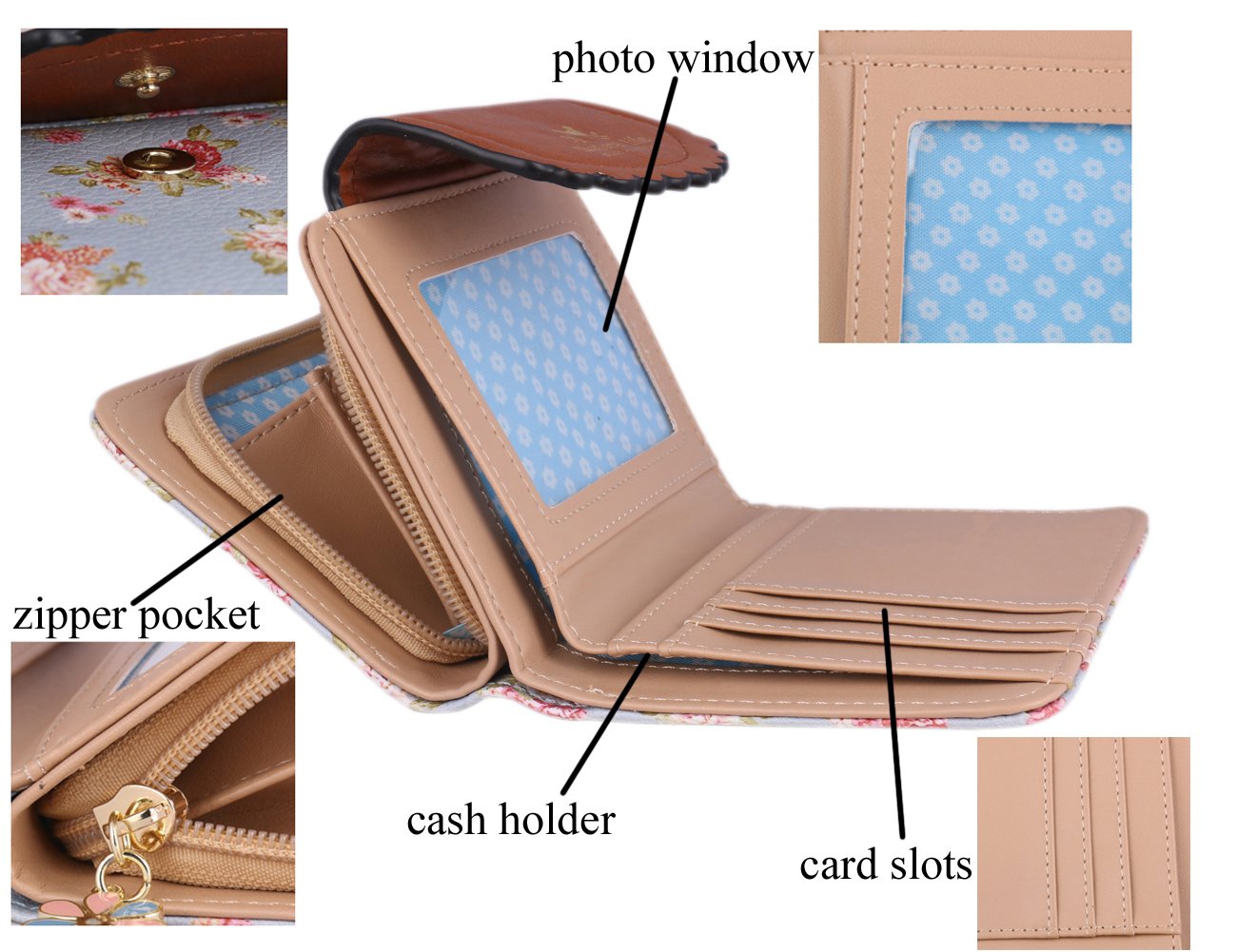 Women's Small Floral Wallet - Slim Coin Purse & Card Holder for Everyday Use, Travel, and Gifts