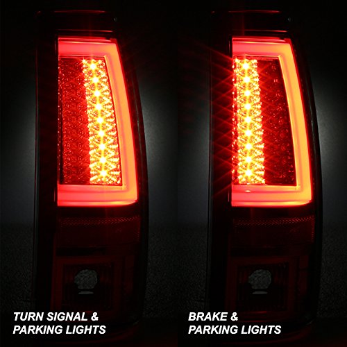 AKKON Smoked V2 LED Tube Tail Lights & Brake Lamps for 1999-2002 Chevy Silverado 1500/2500 & 1999-2006 GMC Sierra Pickup Truck - Durable & Stylish Upgrade for Night Driving & Enhanced Visibility