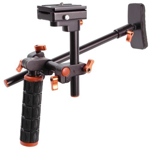 Professional DLC HD-DSLR Camera Video Rig Shoulder Brace Stabilizer with Built-in Microphone & Cleaning Kit - Perfect for Vlogging, Film Making, and Outdoor Shooting