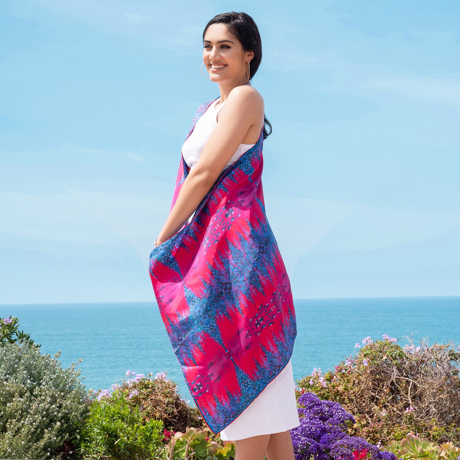 Fuchsia Dreams Long Silk Scarf for Women - Elegant Fashion Accessory for Dresses, Coats & Evening Wear | Lightweight & Luxurious