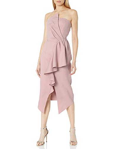 Elliatt Women's Strapless Pleated Ruffle Midi Dress for Wedding Guest, Cocktail Party & Special Occasions
