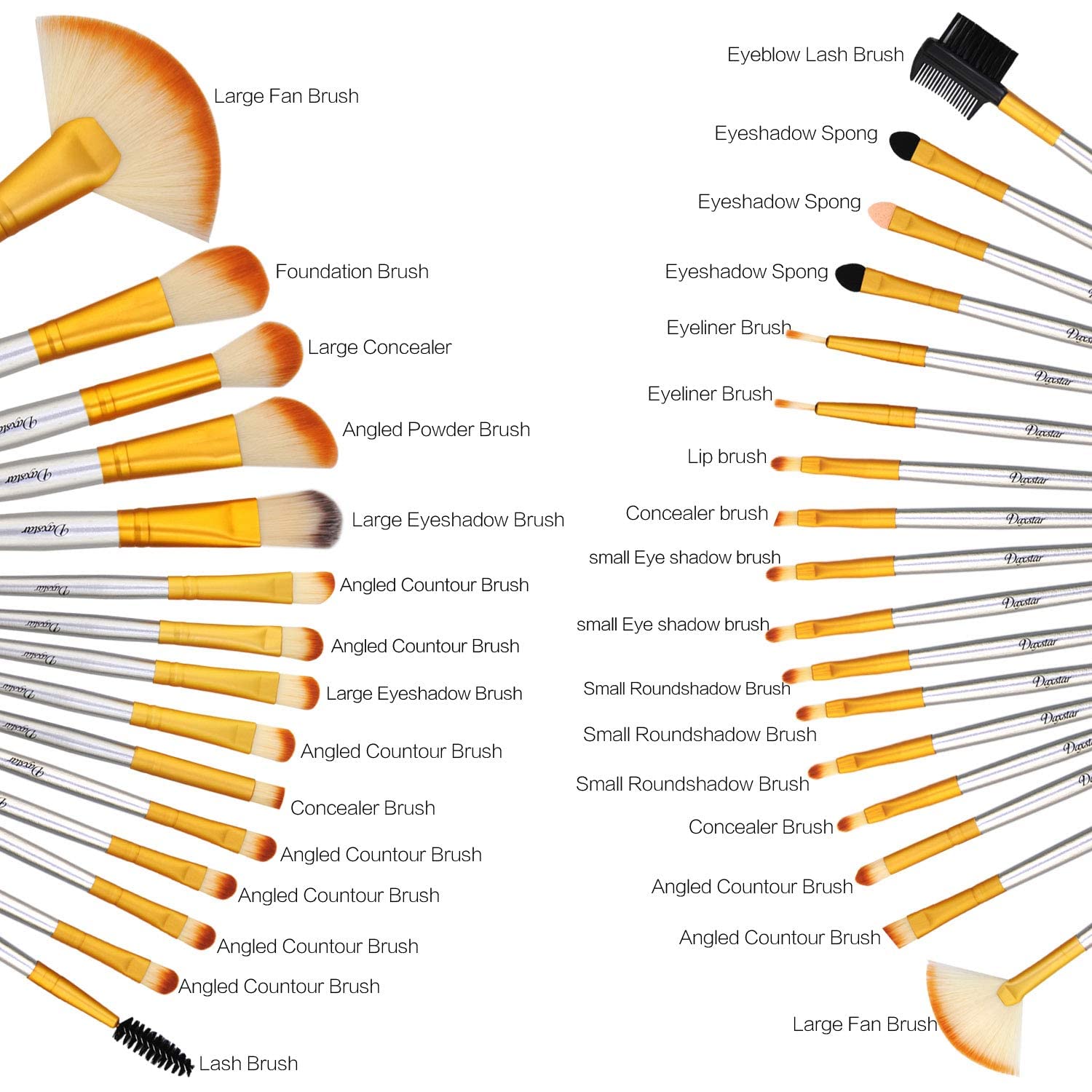 Professional Bright Yellow Makeup Brush Set - Vegan Synthetic Fiber Bristles for Foundation, Eyeshadow, Blending, Blush & Concealer | Includes Travel Pouch | Perfect for Everyday Makeup, Travel & Professional Use
