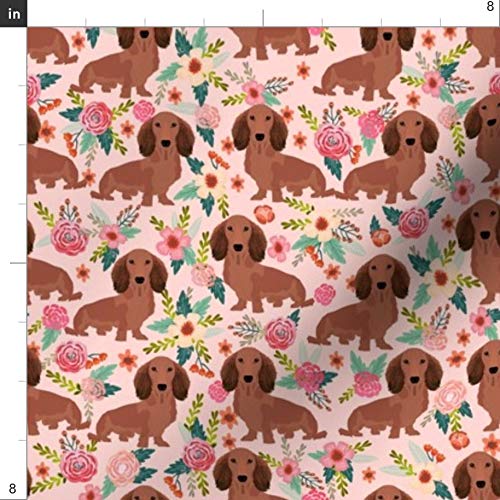 Dachshund Floral Printed Minky Fabric - Cute Wiener Dog Design for Sewing, Baby Blankets, Quilting & Plush Projects - Perfect for DIY Wedding Decor, Nursery & Home Decor
