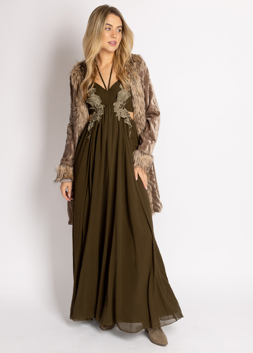 Deep Moss Mari Dress - Elegant Women's Flowy Maxi Dress for Casual Wear, Date Night & Summer Outfits