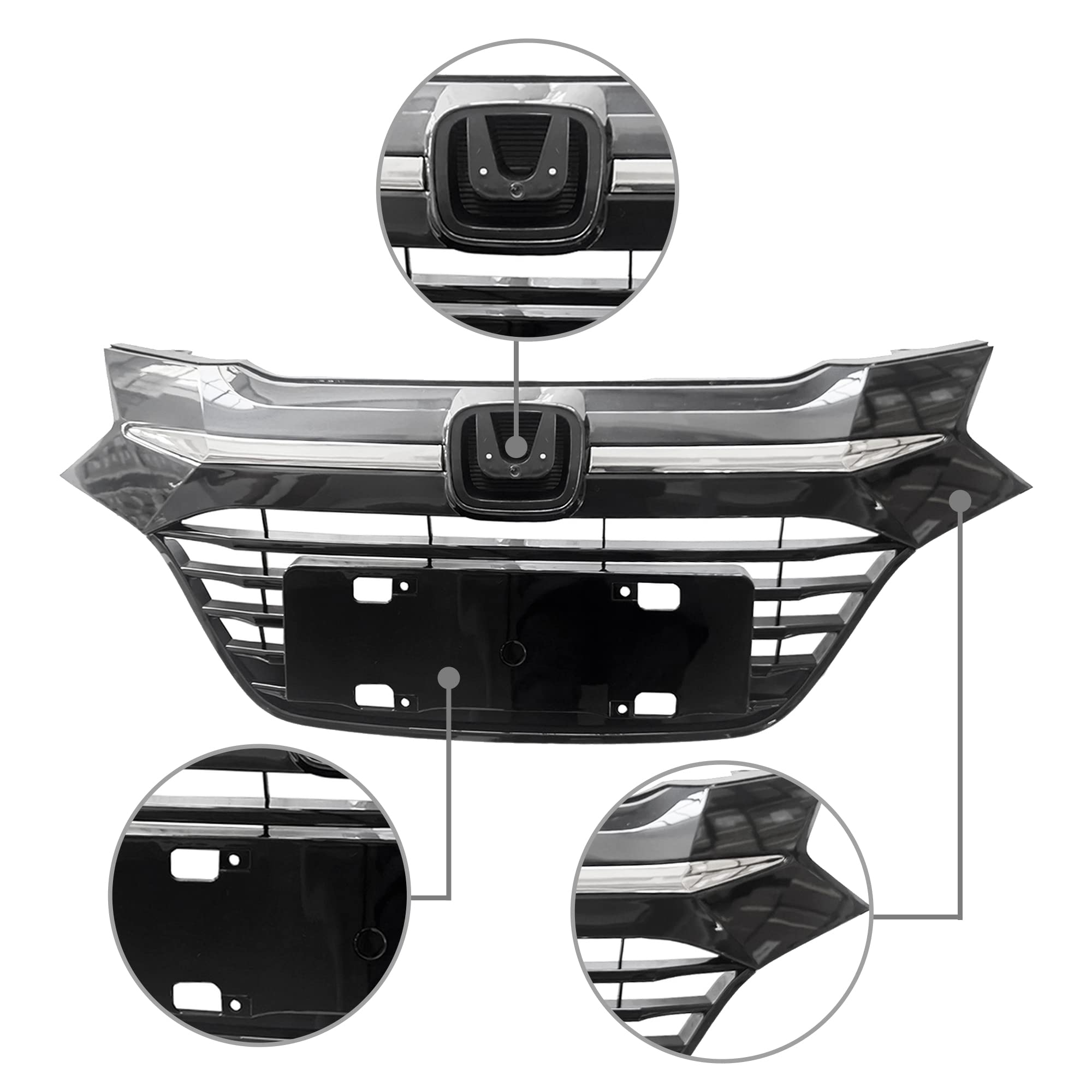 PartsFlow Front Bumper Grille - OEM Style Black with Chrome Trim - Compatible with 2016-2018 Honda HR-V Sport | Perfect Upgrade for Off-Roading & Urban Driving