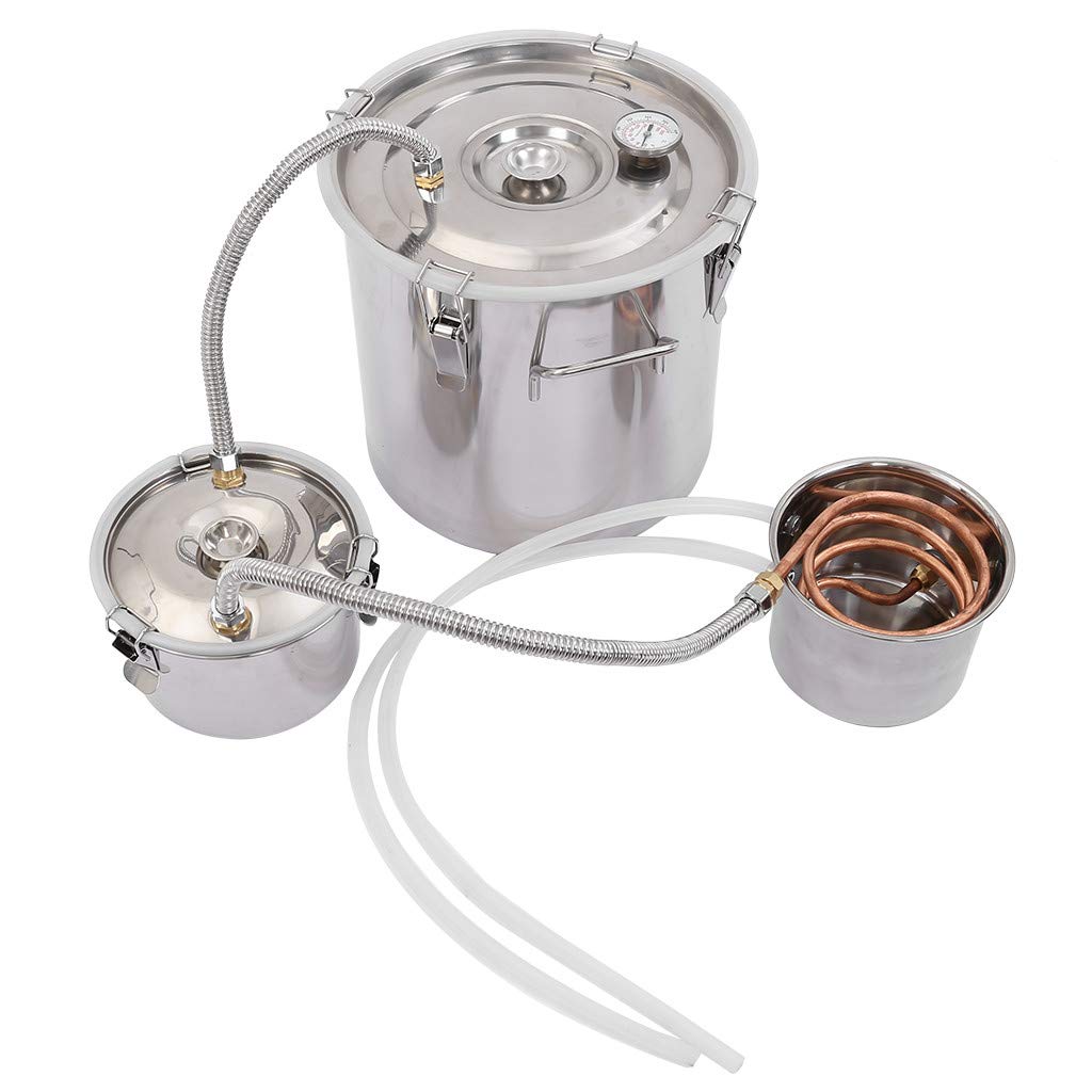 5 Gallon 3-Piece Copper Moonshine Still Kit with Thumper Keg & Boiler - Home Alcohol Distiller for Whiskey, Brandy & Wine Making | DIY Brewing Equipment for Beginners & Enthusiasts | Perfect for Home Brewing, Craft Distilling & Small Batch Production