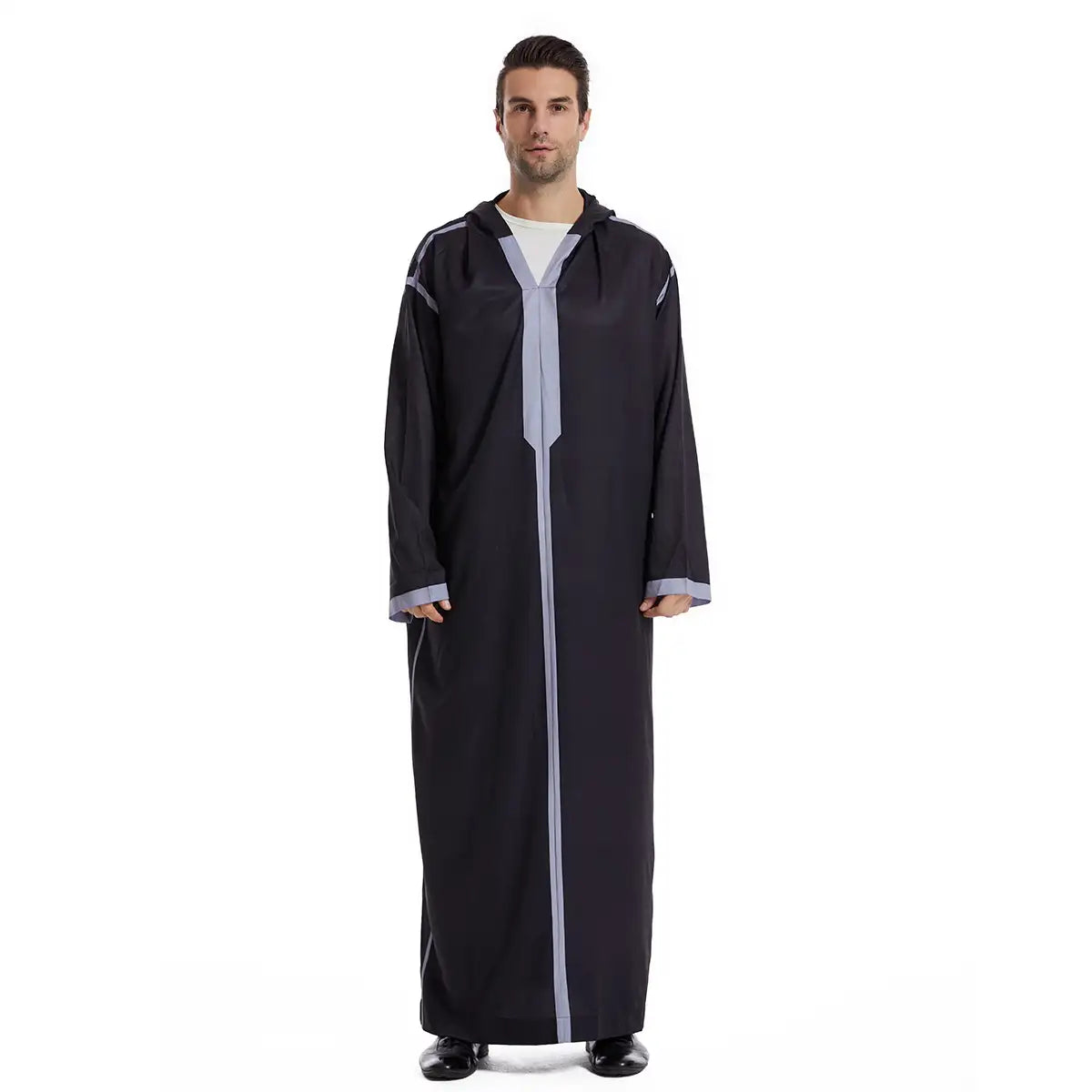 Premium Middle Eastern Arab Men's Hooded Thobe - Traditional Islamic Long Robe for Prayer, Eid & Special Occasions
