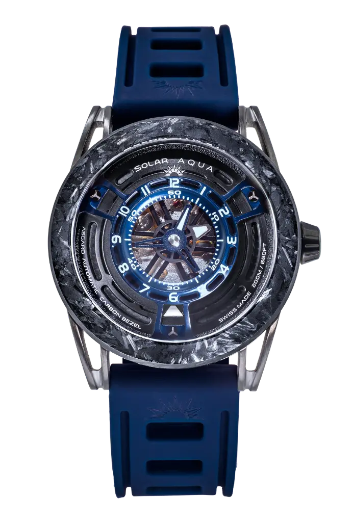 SOLAR AQUA Asgard Blue 42mm Men's Watch - Black & Blue Dial Waterproof Stainless Steel Watch for Men - Perfect for Outdoor Activities, Business Meetings & Everyday Wear SA0040.0022
