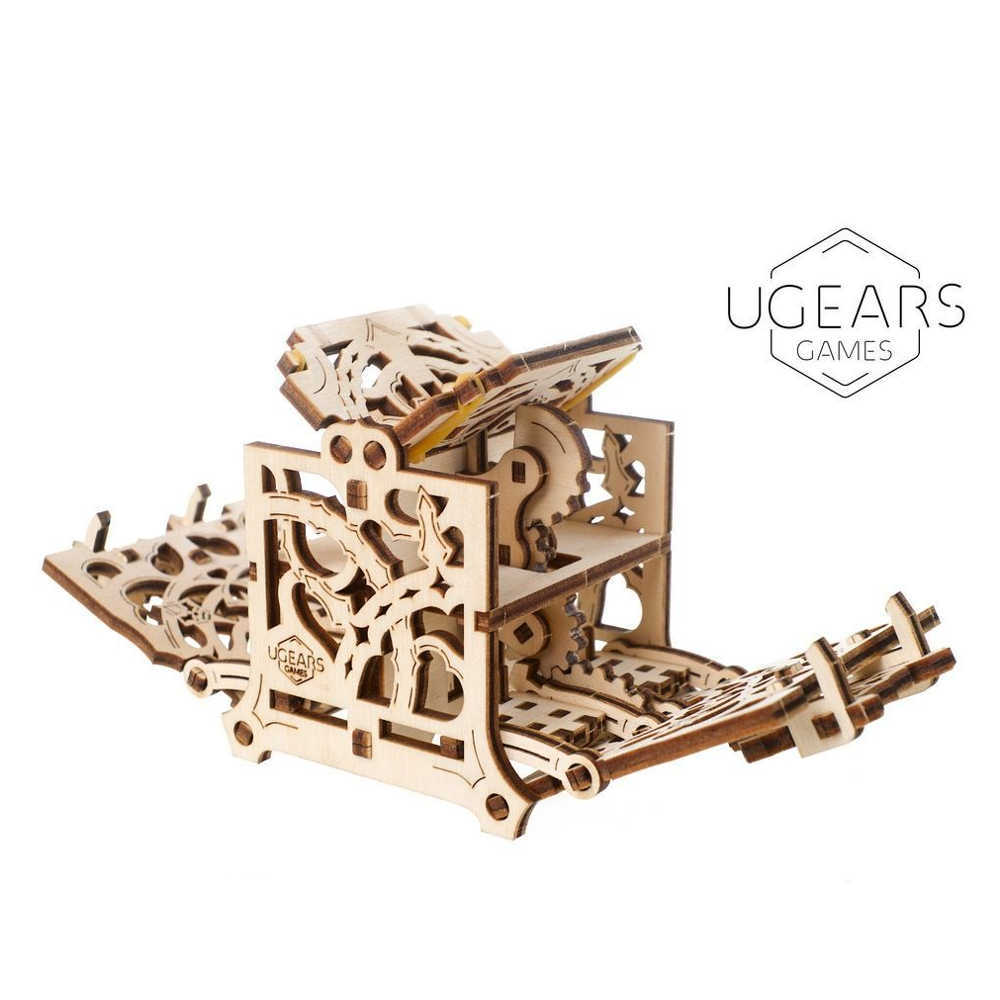 UGears Wooden Dice Keeper - Mechanical 3D Puzzle for Board Games & RPGs - Perfect for Dungeons & Dragons, Yahtzee, and Tabletop Gaming Accessories