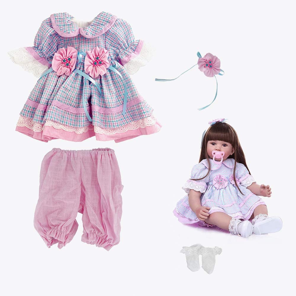 Anano 24 Inch Reborn Doll Clothes - Purple Dress & Matching Accessories for Baby Doll Girls | Perfect for Collectors, Photography & Gift Giving