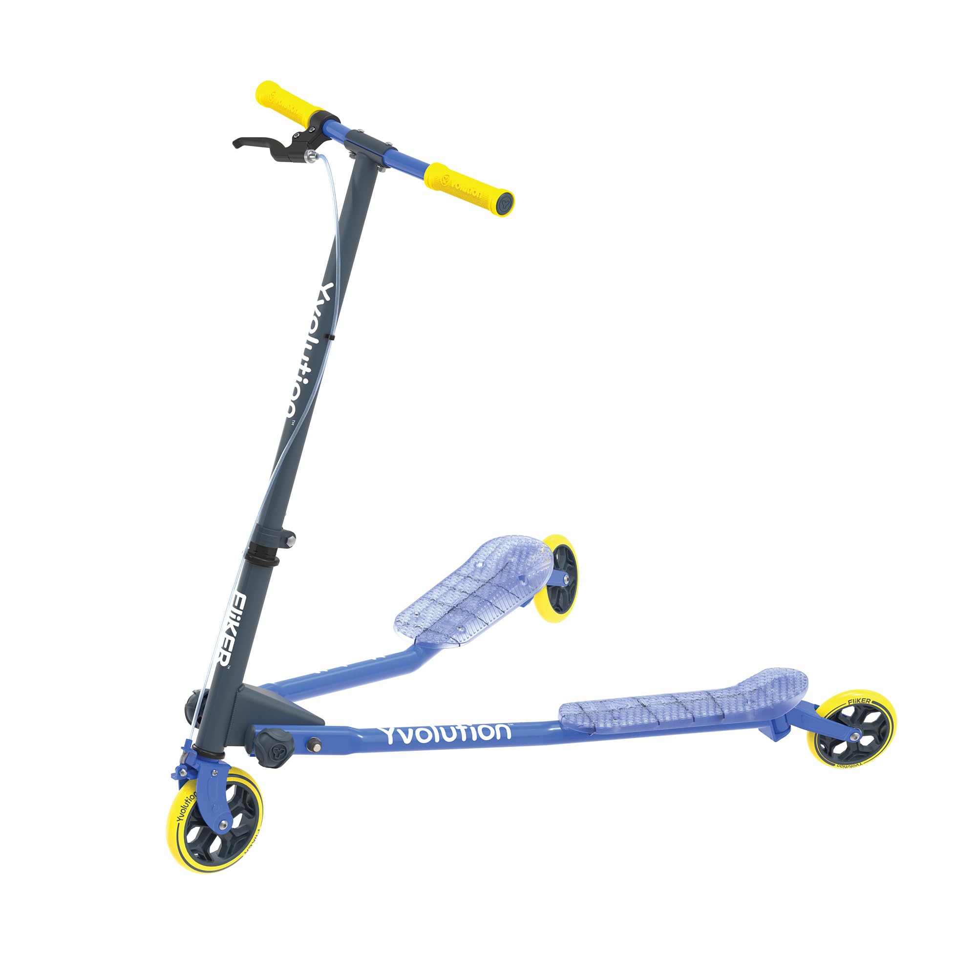 Yvolution Fliker A3 Drift Scooter - 3 Wheel Wiggle Scooter for Kids Ages 7+, Foldable Design with Handbrake & Caster Wheels, Supports Up to 175lbs - Perfect for Outdoor Fun, Commuting & Neighborhood Rides for Boys & Girls