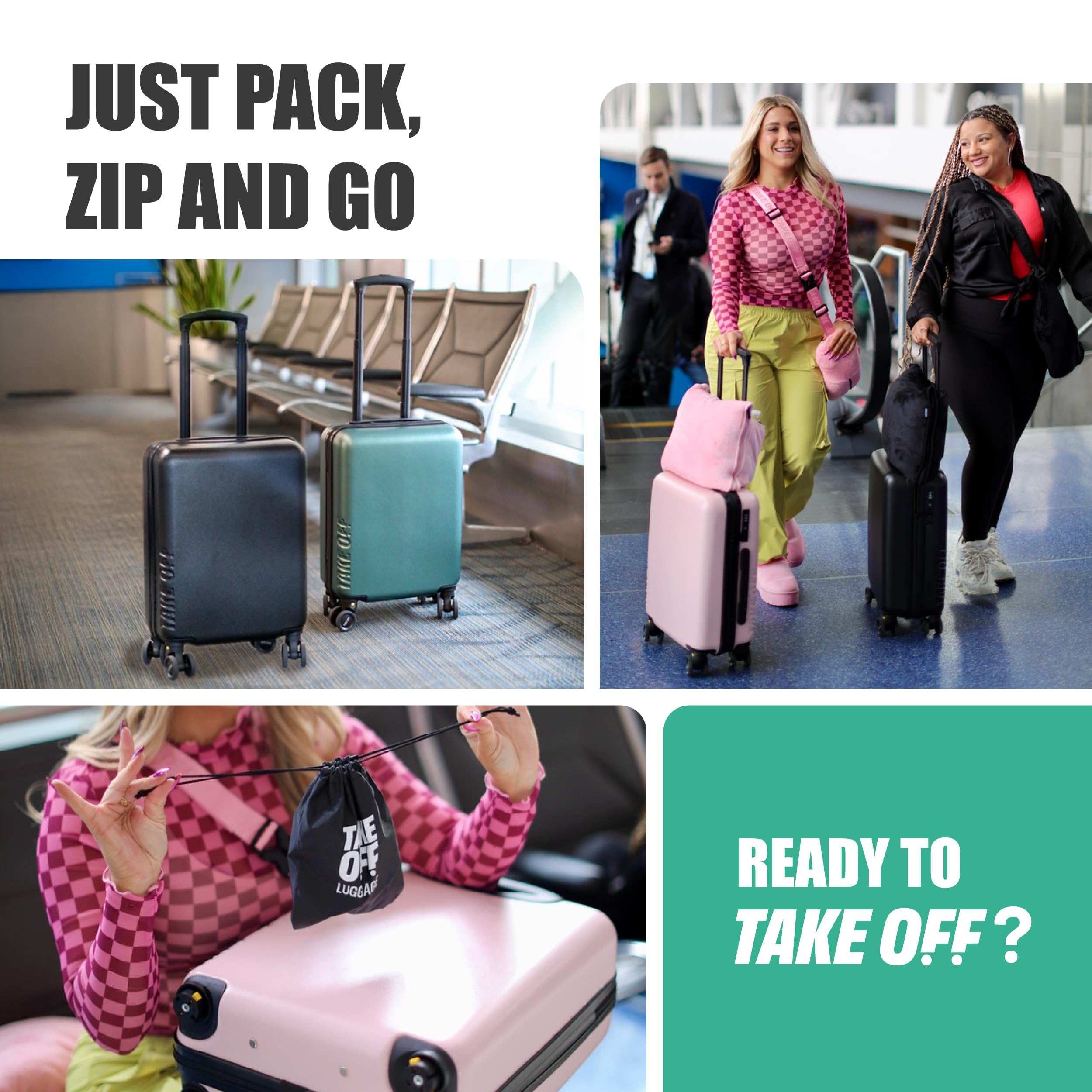 Take OFF Luggage Personal Item Suitcase 3.0 EXP - Rose | Carry-On Approved Underseat Travel Bag for Airlines | Perfect for Business Trips & Weekend Getaways