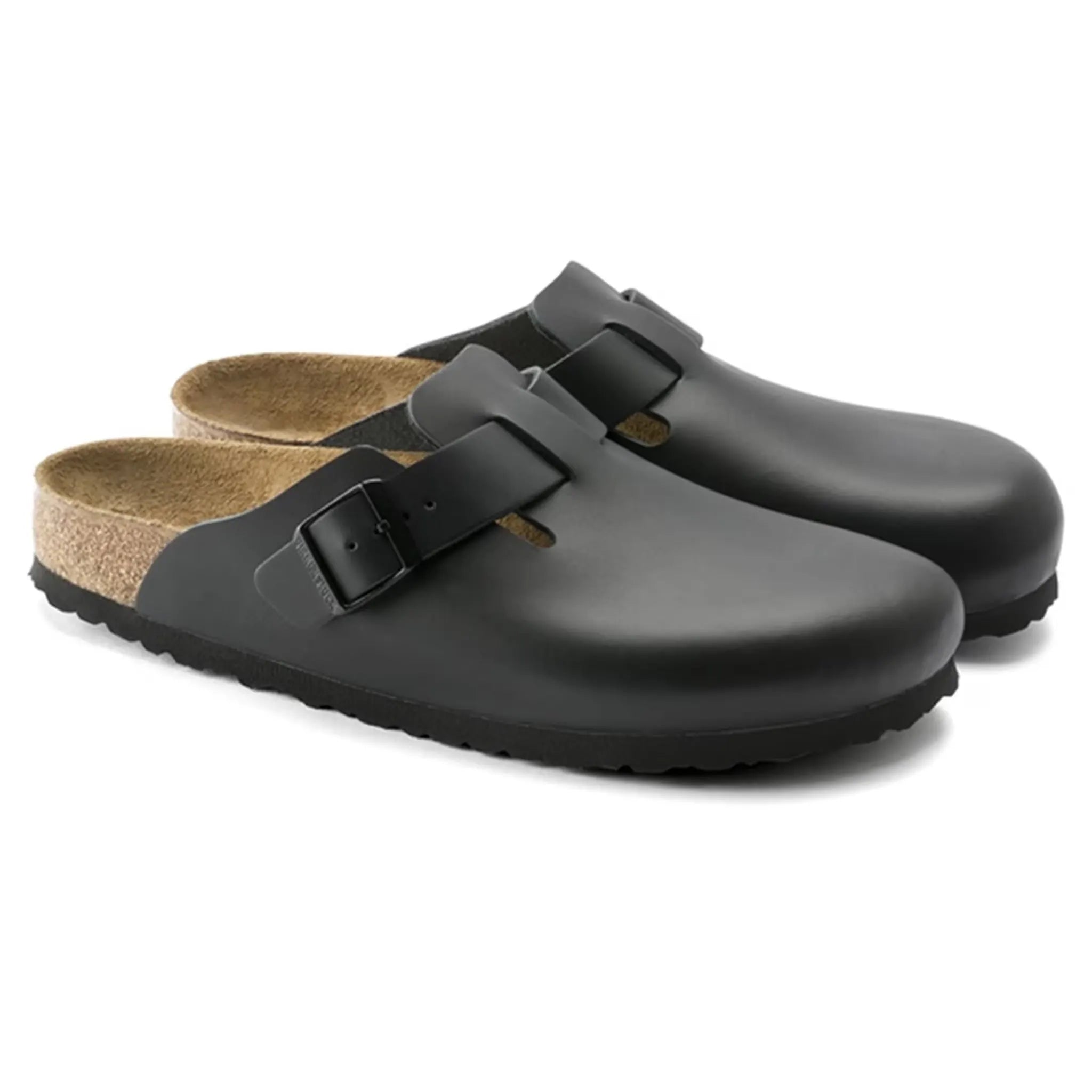 Birkenstock Boston Leather Sandals for Men & Women - Comfortable Black Clogs with Soft Footbed | Perfect for Casual Wear, Home & Office