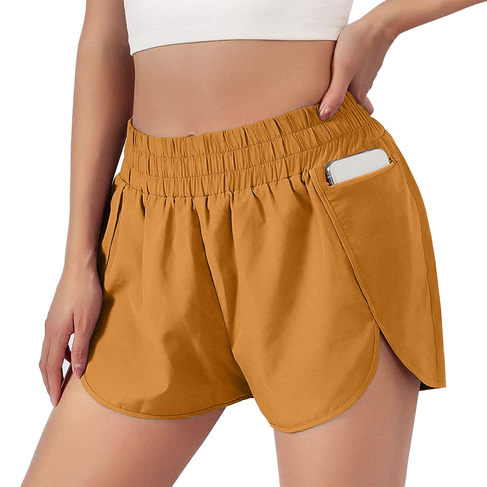 Women's Elastic Waist Striped Shorts with Pockets - Casual Wide Leg Sport Shorts for Summer Outfits