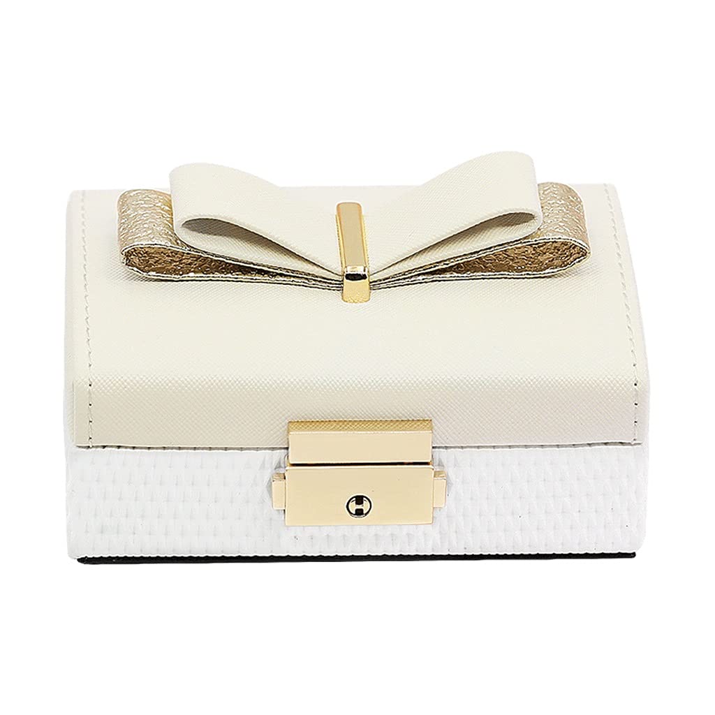 NNR Portable Bowknot Jewelry Organizer Box - Small Travel Jewelry Case for Earrings, Rings & Bracelets | Perfect Gift for Women & Girls | Elegant Jewelry Storage Solution for Home, Travel & Daily Use