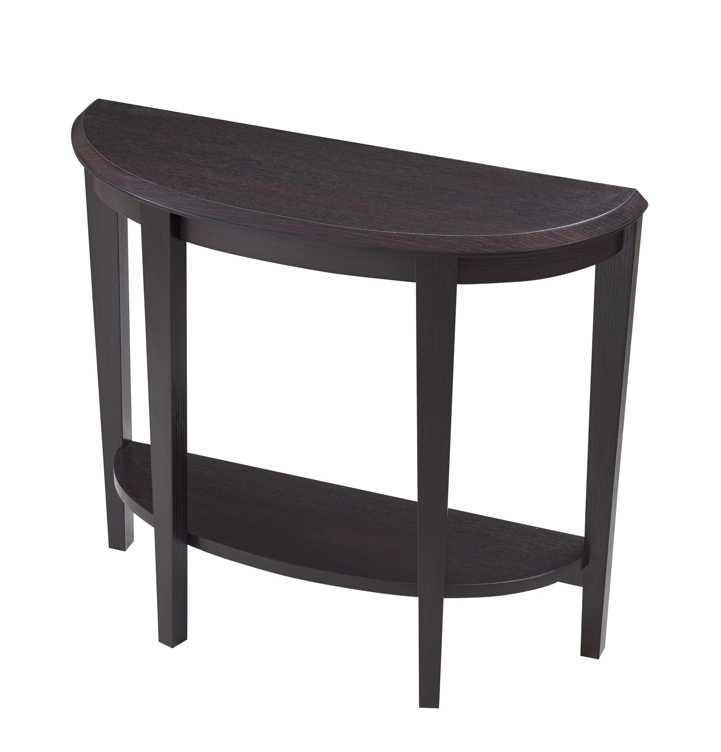 Payne Modern Half Moon Console Table with Storage Shelf - Entryway Furniture for Living Room, Hallway & Small Spaces - Cappuccino Finish - Perfect for Home Decor & Space Saving Solutions