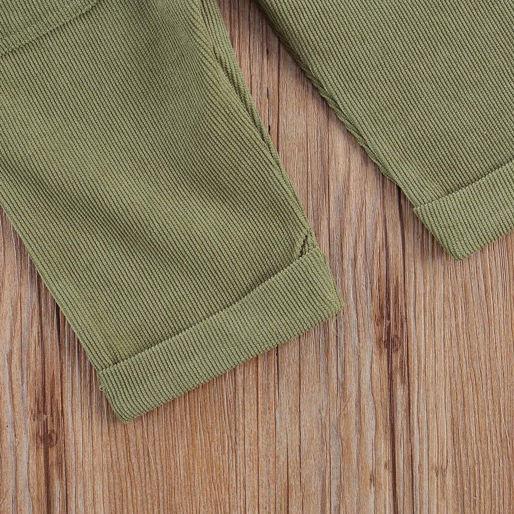 Newborn Baby Corduroy Overall Suspender Dress Bib Pants with Pockets - Green (0-6 Months) | Cozy Fall & Winter Outfit for Baby Girls & Boys | Perfect for Family Photos, Playdates & Holiday Gatherings