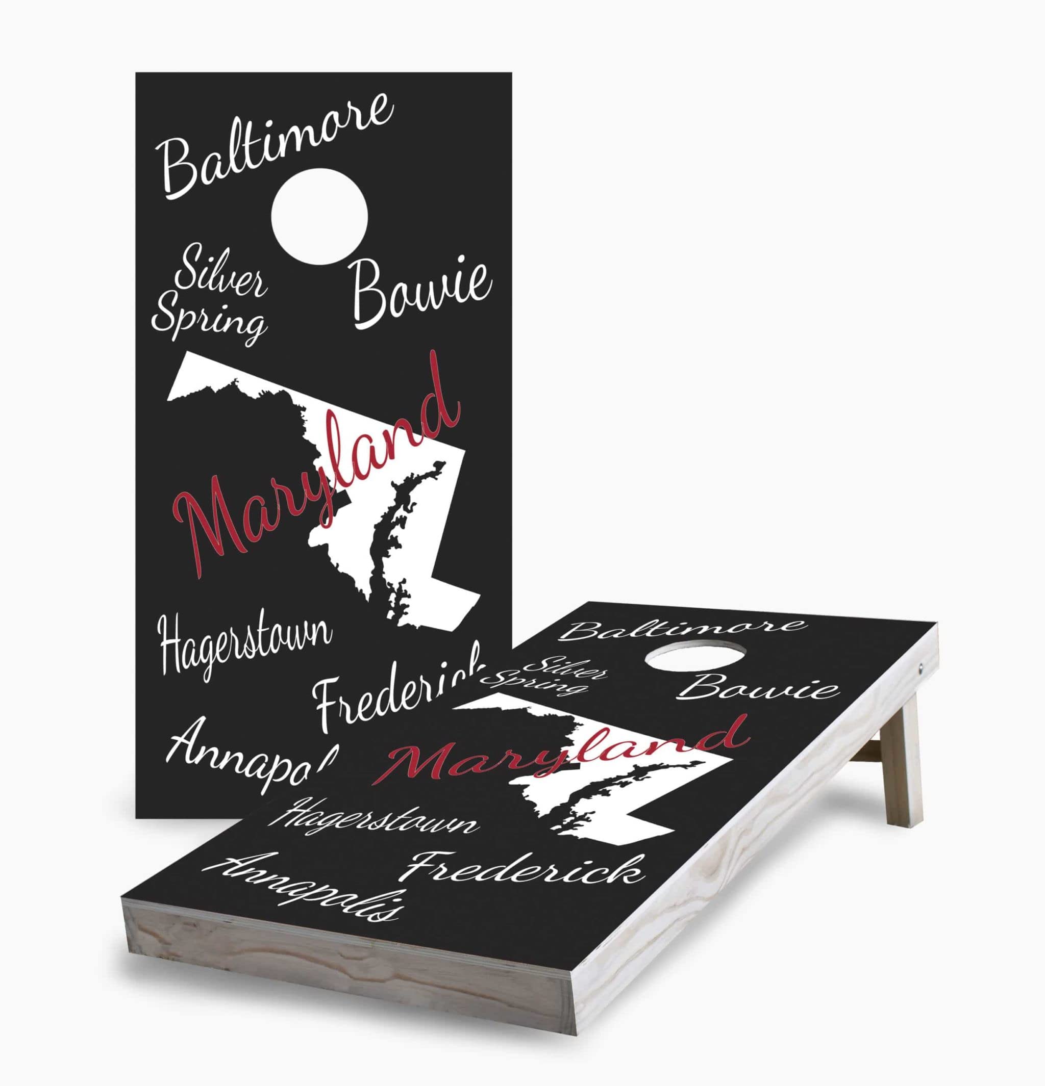 Maryland State Pride Cornhole Game Set with 2 Boards & 8 Bags - Outdoor Lawn Tailgate Party Game for Backyard, BBQ, Picnic & College Events