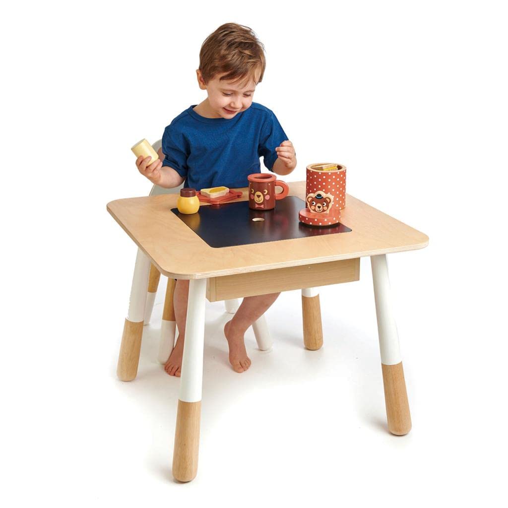 Tender Leaf Toys Forest Table and Chairs Set - Premium Wooden Kids Play Table & Chairs for Ages 3+ - Eco-Friendly Children's Art & Game Furniture - Perfect for Playrooms, Preschools & Indoor Activities