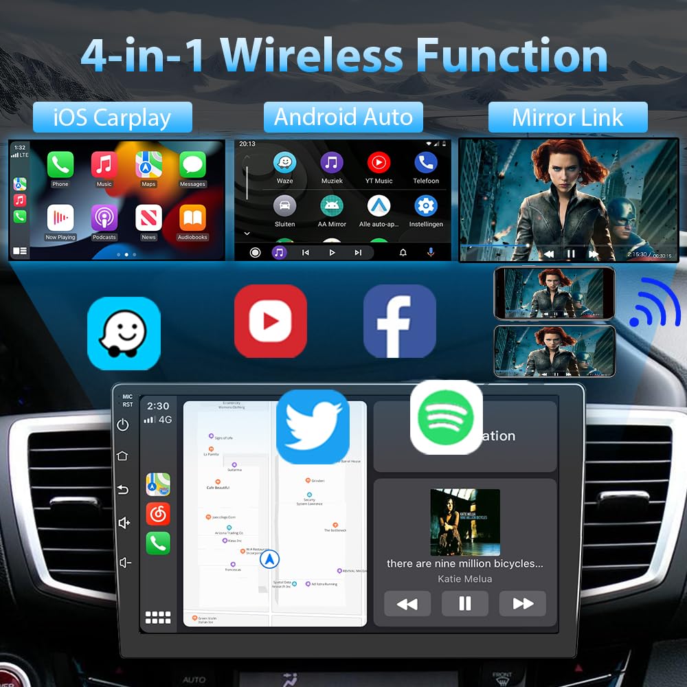2024 Upgraded 4-in-1 Wireless Car Adapter - Plug & Play USB-A/C to C Cables for Factory Wired CarPlay, Android Auto, AirPlay & MirrorLink | Seamless Smartphone Connectivity for Safer Driving & Hands-Free Navigation