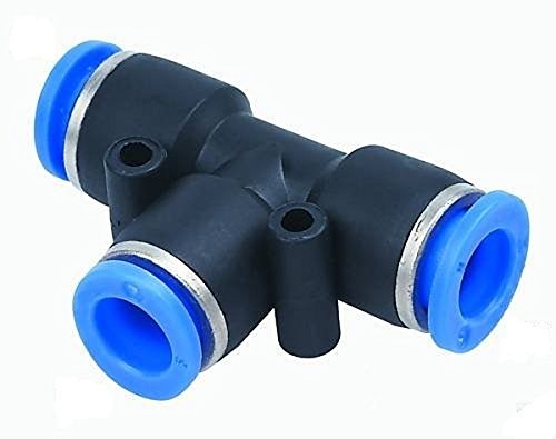 MettleAir MTE 4-4 Push to Connect Tee T Union Fitting, 4mm OD Pneumatic Quick Connect Coupling - 10 Pack for Air Compressor, HVAC, and Plumbing Systems