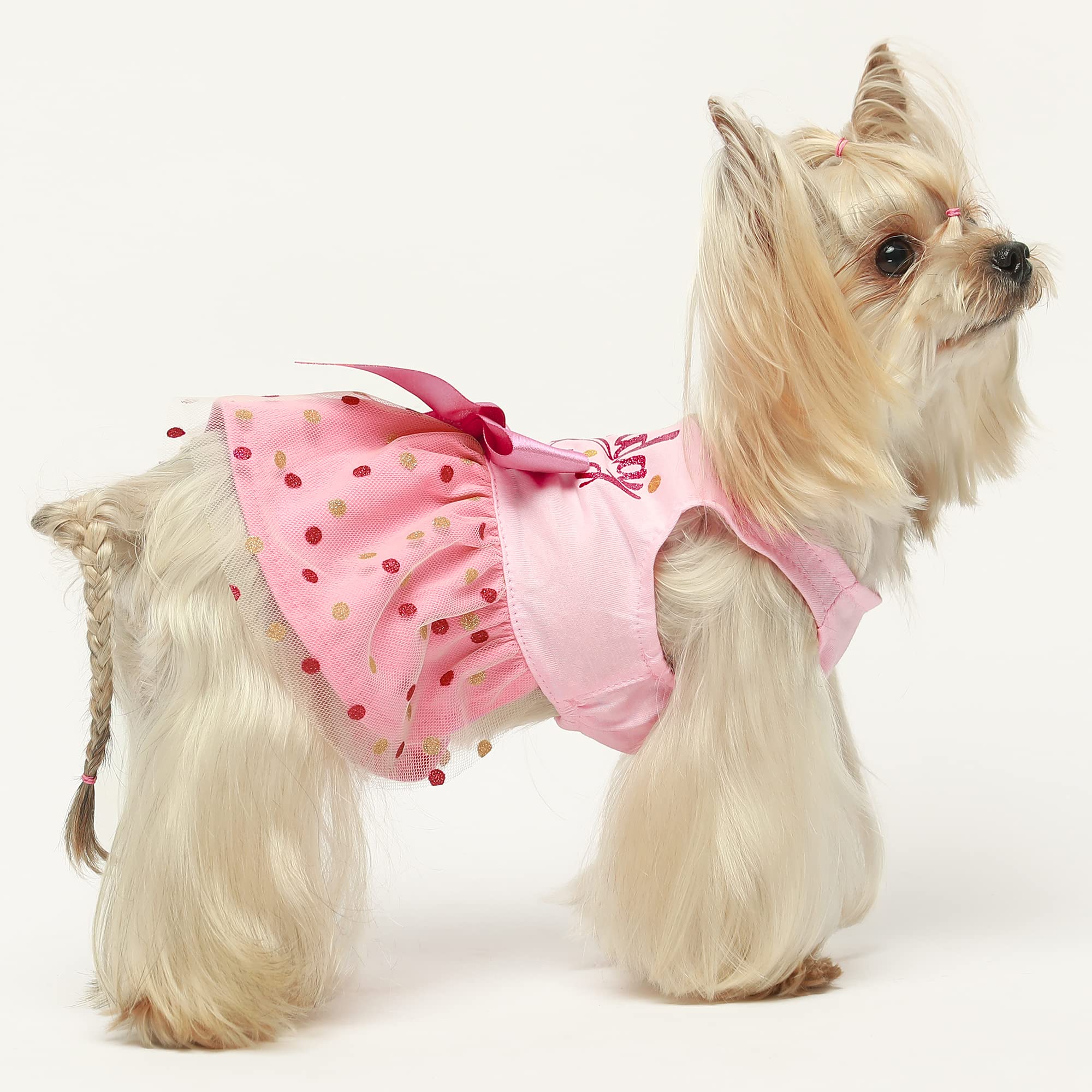 Fitwarm Pink Tulle Dog Dress for Small Dogs - Birthday & Party Outfit