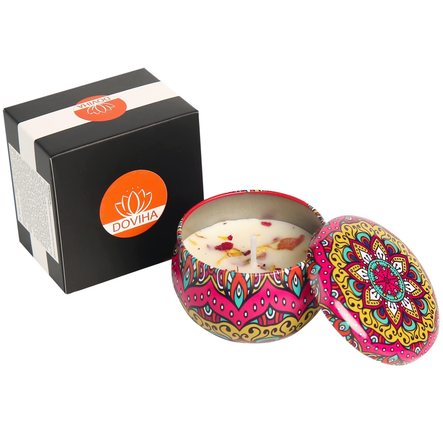Premium Soy Wax Scented Candles - Natural Lemon & Cinnamon Aromatherapy Candles with Dried Flowers | Stress Relief, Home Fragrance, Room Deodorizer | Perfect for Relaxation, Meditation & Romantic Ambiance