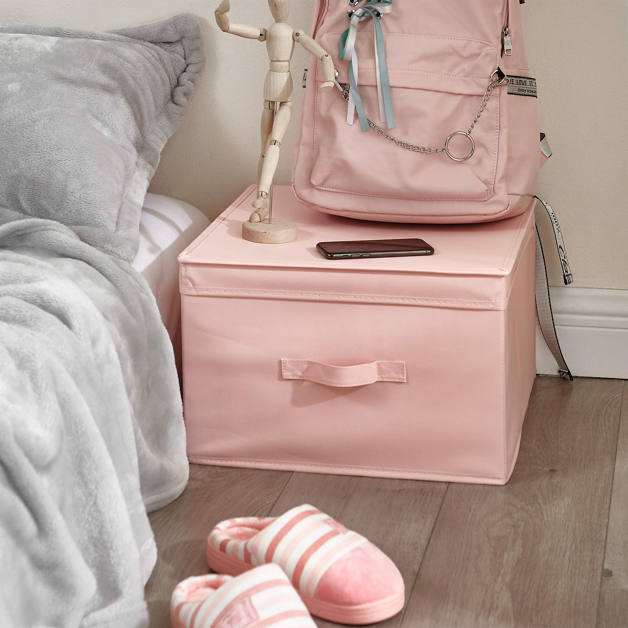 DormCo Jumbo Storage Box - Extra Large College Dorm Organizer with Lid - Rose Quartz Pink - Perfect for Closet, Under Bed & Dorm Room Storage