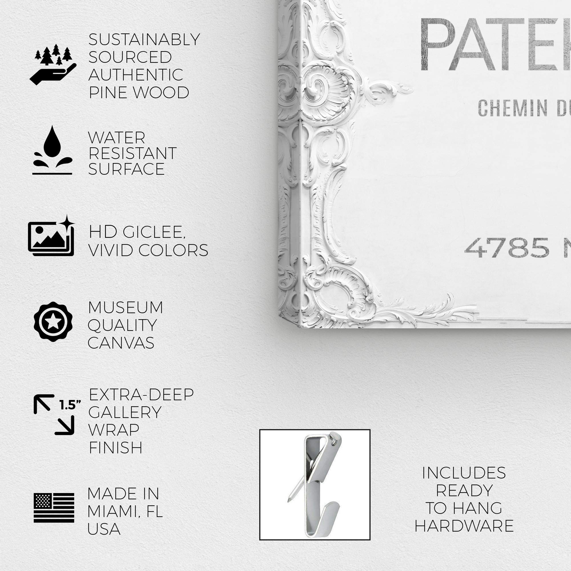 Oliver Gal Artist Co. Fashion & Glam Wall Art Canvas Print - 'Geneva Watches Road Signs' Home Decor (45x30 Inches, Gray & White) | Modern Living Room, Bedroom & Office Wall Decor