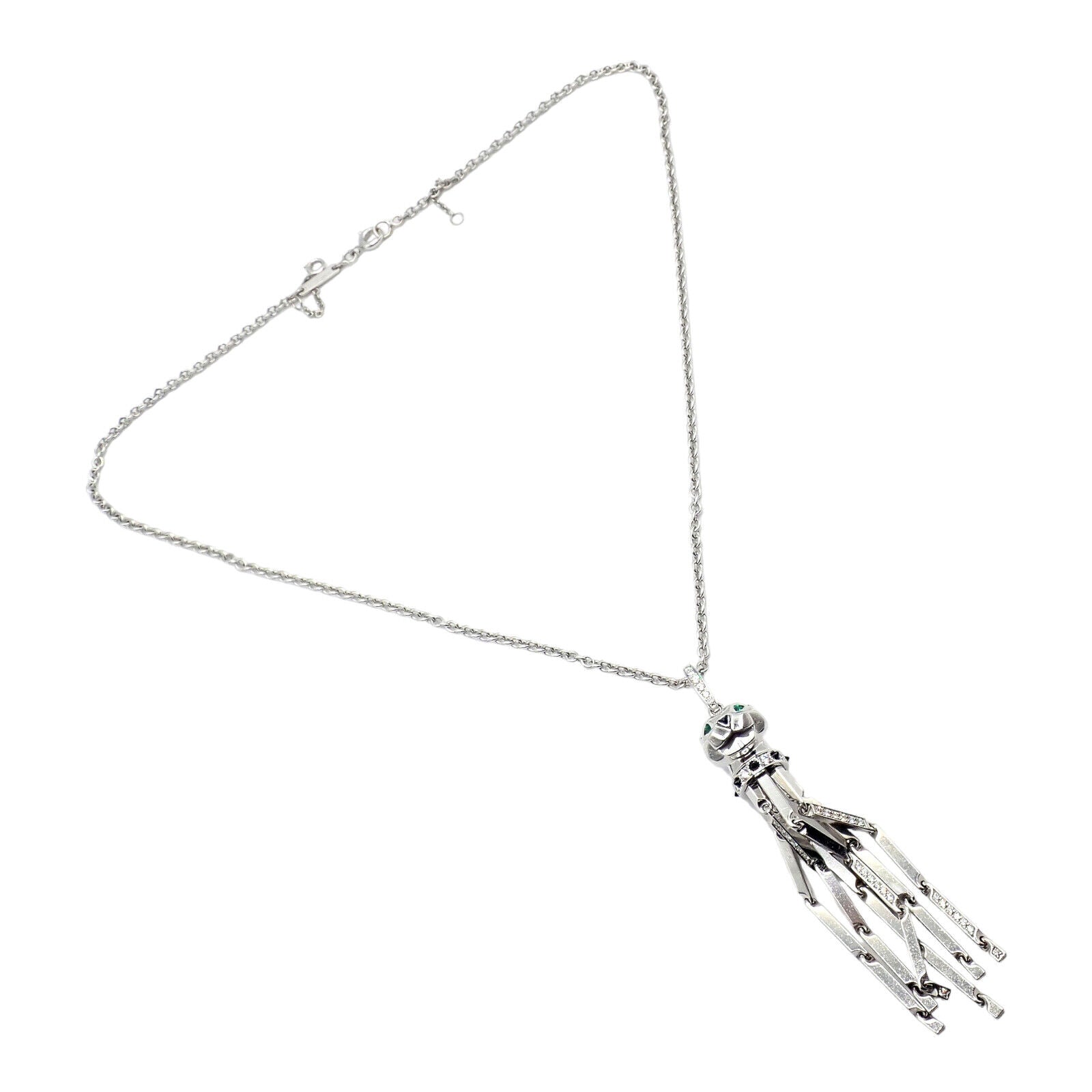 Cartier Panthere 18K White Gold Diamond, Emerald & Onyx Pendant Necklace - Luxury Jewelry for Women, Elegant Gift for Special Occasions
