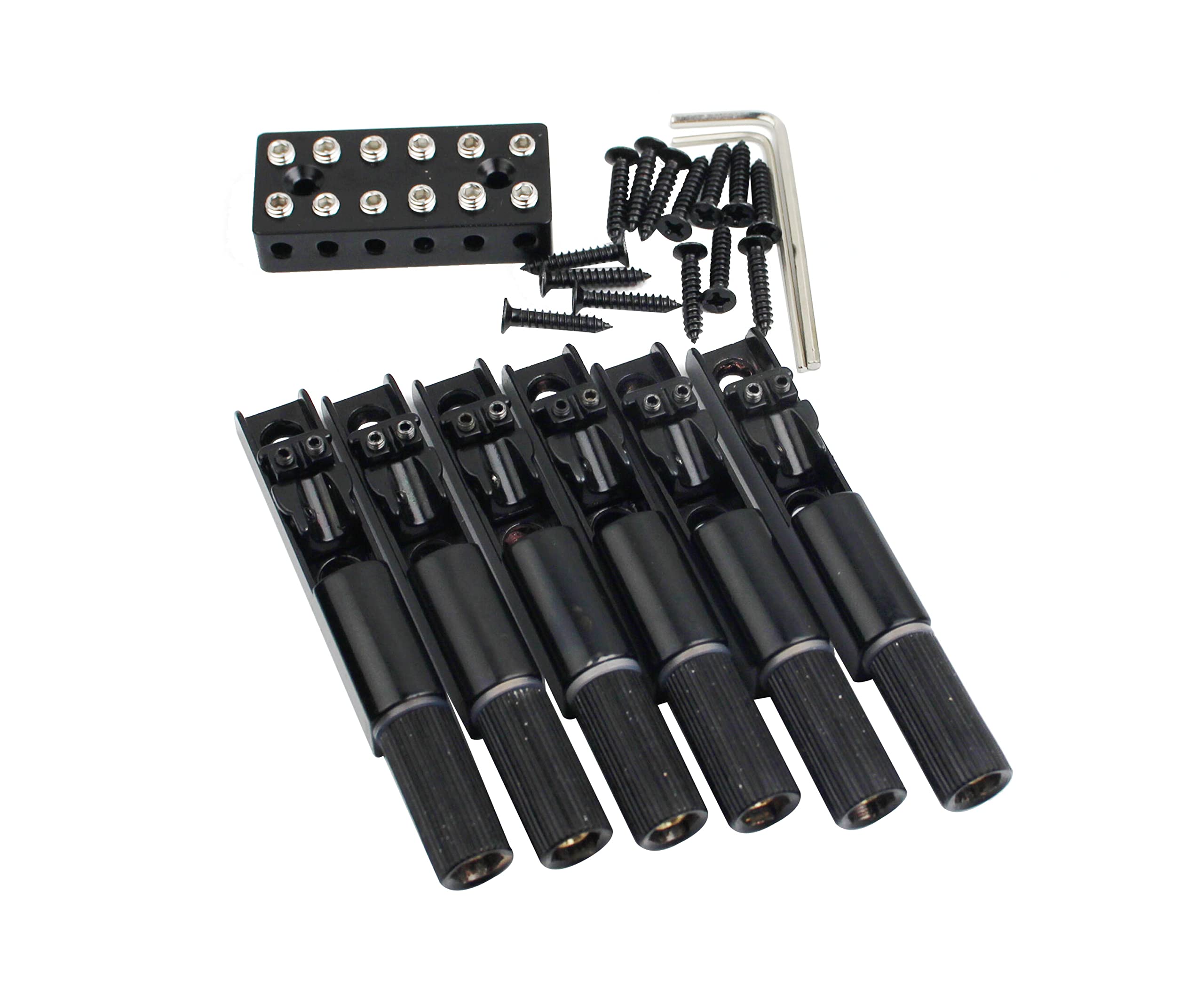 Guyker 6-Piece Single String Fan Guitar Bridge & Bridge String Lock Set - Headless Fixed Fanned Bridges for 6-String Electric Guitar | Perfect for Extended Range & Drop Tuning Performances