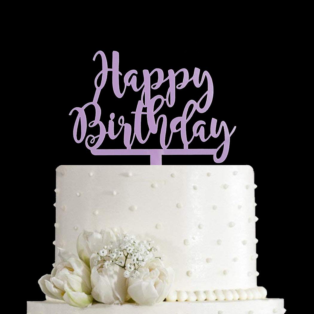 Happy Birthday Cake Topper - Purple Acrylic Party Decoration for Birthday Cakes, Cupcakes & Desserts | Perfect for Birthday Parties, Baby Showers & Special Celebrations