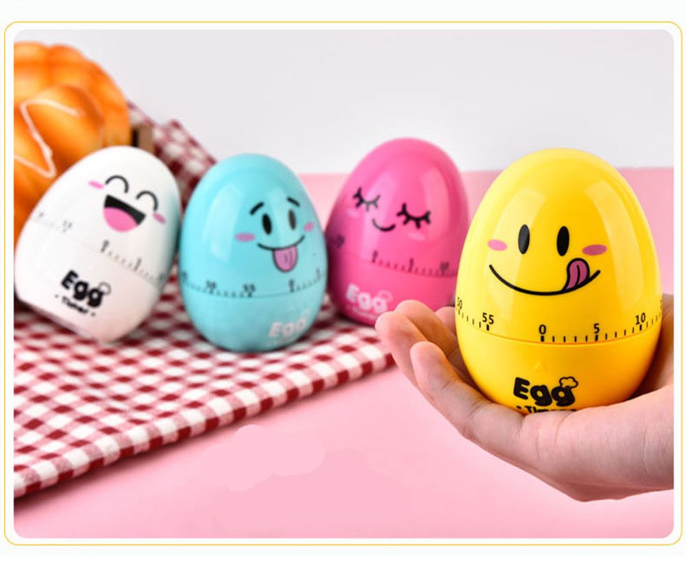 60 Minute Cute Cartoon Egg Kitchen Timer - Loud Alarm Mechanical Cooking Timer Clock - Mini Manual Countdown Timer for Baking, Cooking, Studying & Classroom (Rose)