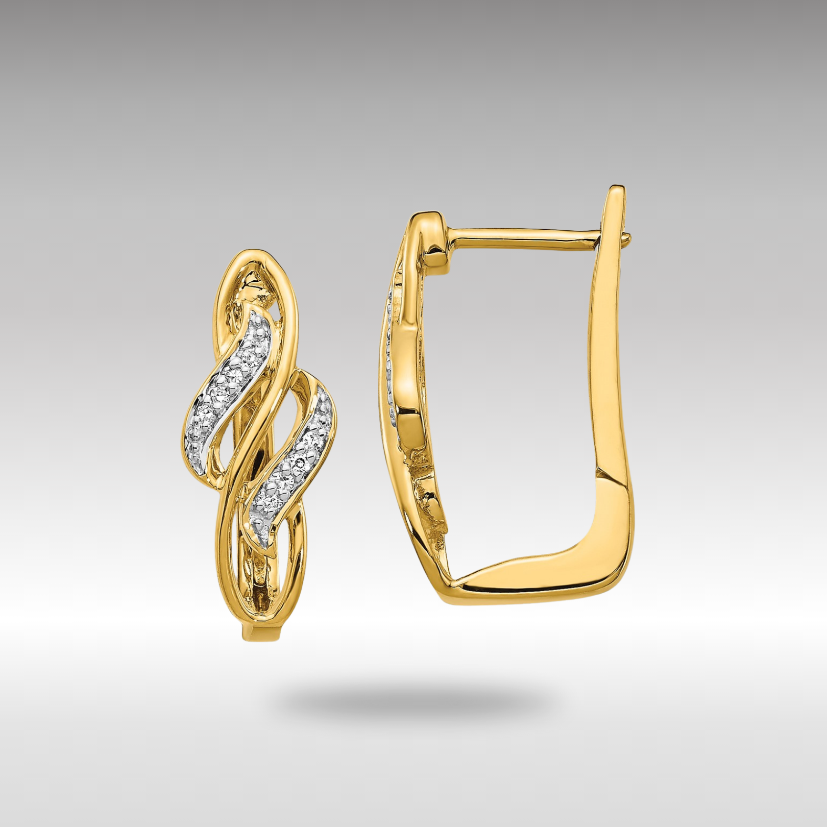 14K Gold Diamond Hinged Hoop Earrings - EM5444 005 YA - Elegant Everyday & Party Jewelry for Women