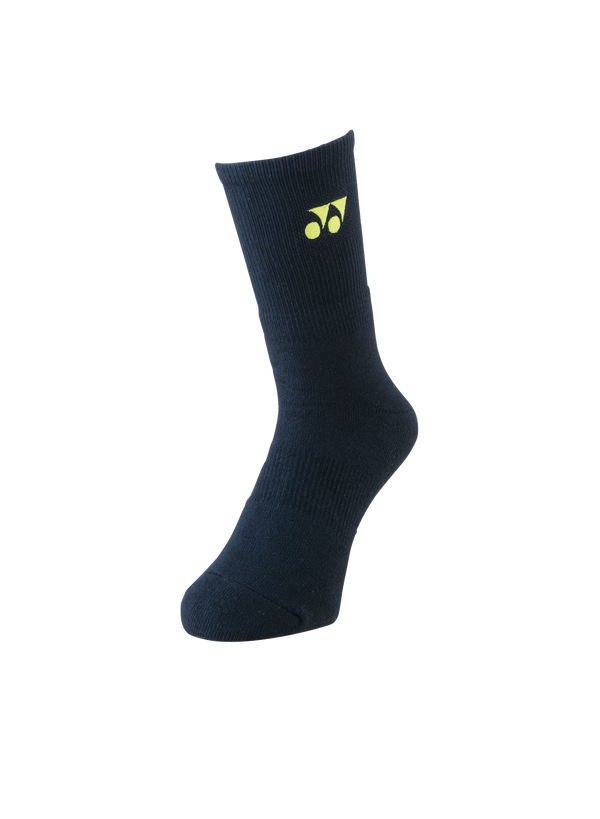 Yonex Sport Crew Socks 19120 - Navy & Citrus Green Athletic Socks for Running, Tennis & Gym Workouts - Breathable Cushioned Performance Socks