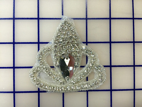 Silver & Crystal Applique Iron-On Patches for Clothing, DIY Crafts, and Costume Design – Perfect for Denim Jackets, Bags, and Home Decor