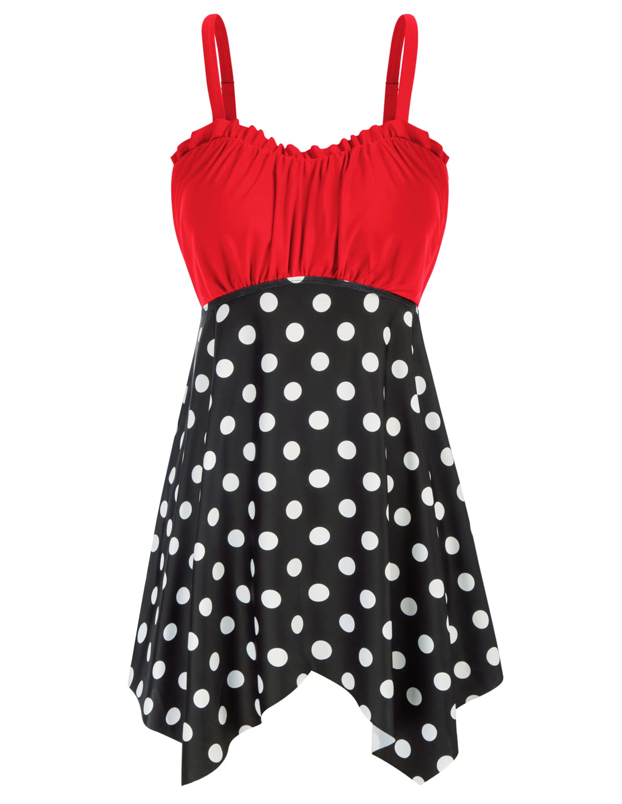 Belle Poque Women's Vintage Two Piece Swimsuit - Modest Swim Dress with Shorts & Ruched Tummy Control | Retro Bathing Suit for Beach, Pool & Summer Vacation