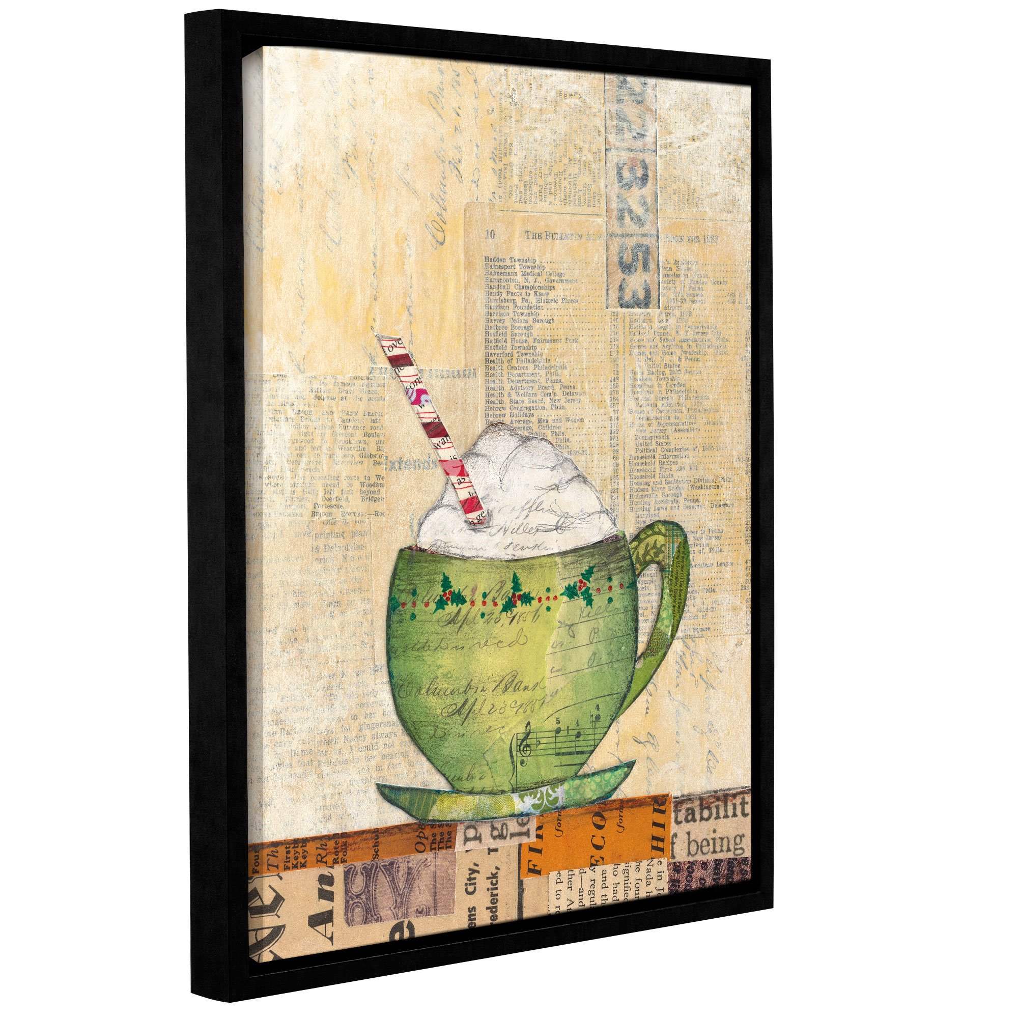Courtney Prahl 'Cozy Cups II' Gallery Wrapped Floater-Framed Canvas Art Print - 36x48 Inches - Modern Home Decor for Living Room, Bedroom & Office