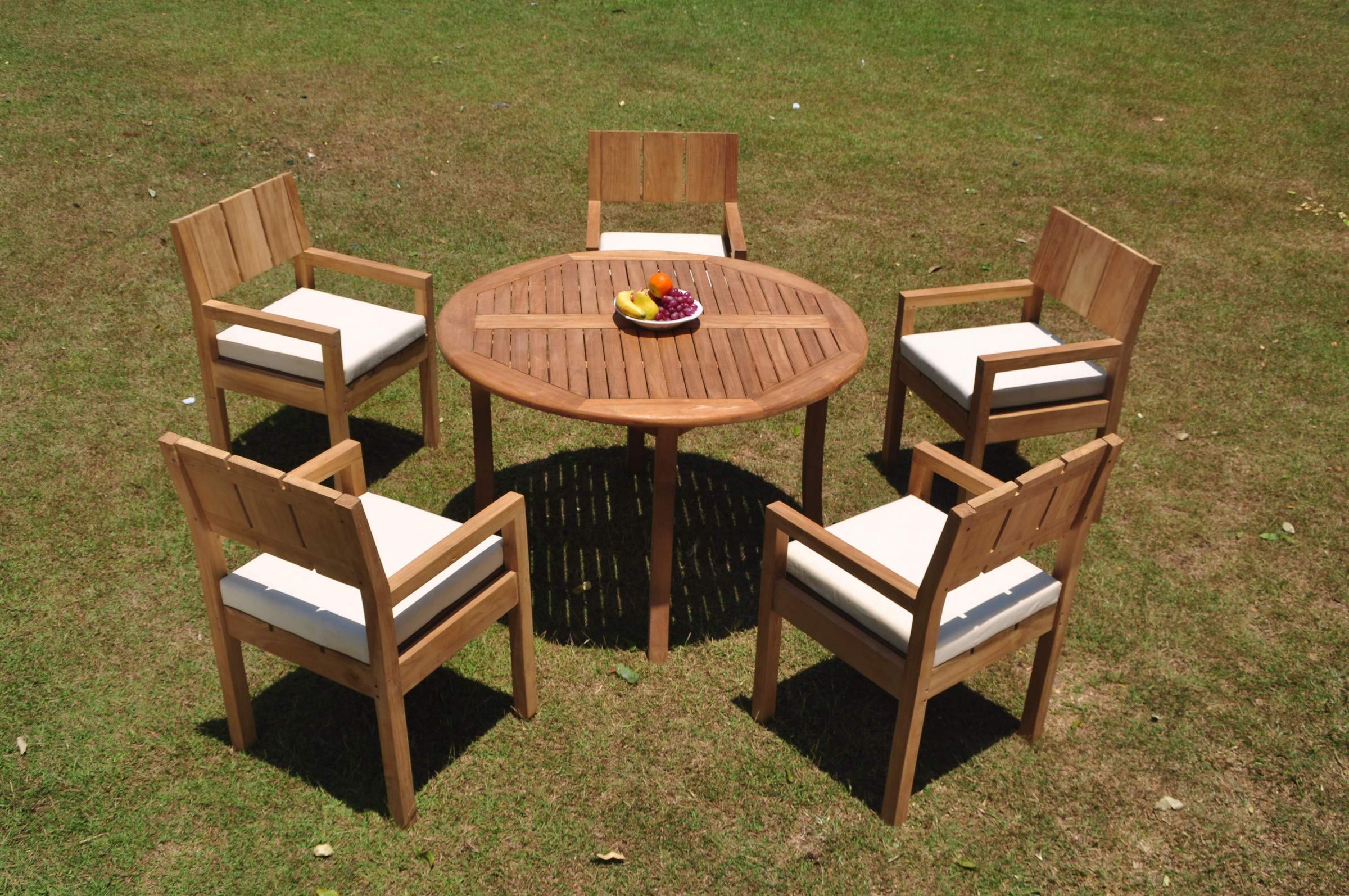 Premium Grade-A Teak Wood 5-Piece Dining Set with 48