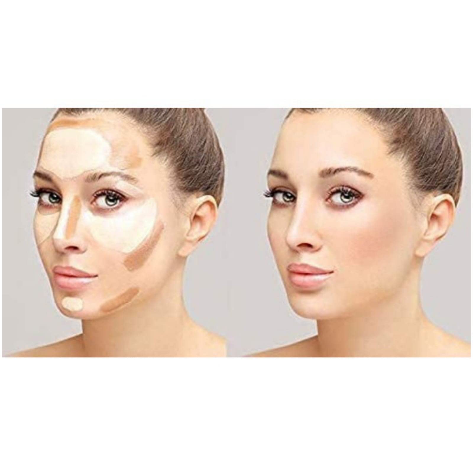 Glomic Professional Contour Cream Palette - Set of 2 with Makeup Brush for All Skin Types | Perfect for Highlighting, Contouring & Everyday Makeup Looks