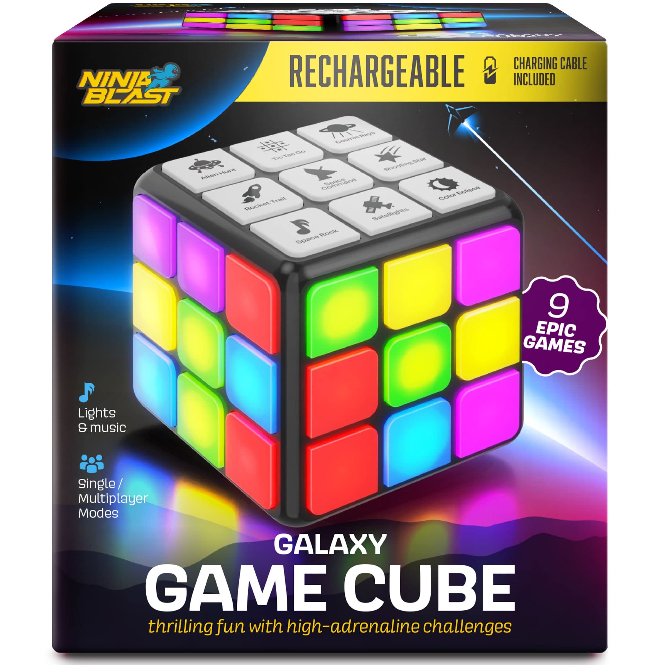 Rechargeable Electronic Activity Cube - 9-in-1 Brain & Memory Games for Kids Ages 6-12 | Easter & Birthday Gift for Boys & Girls | STEM Learning Toy for Classroom, Travel & Family Game Night